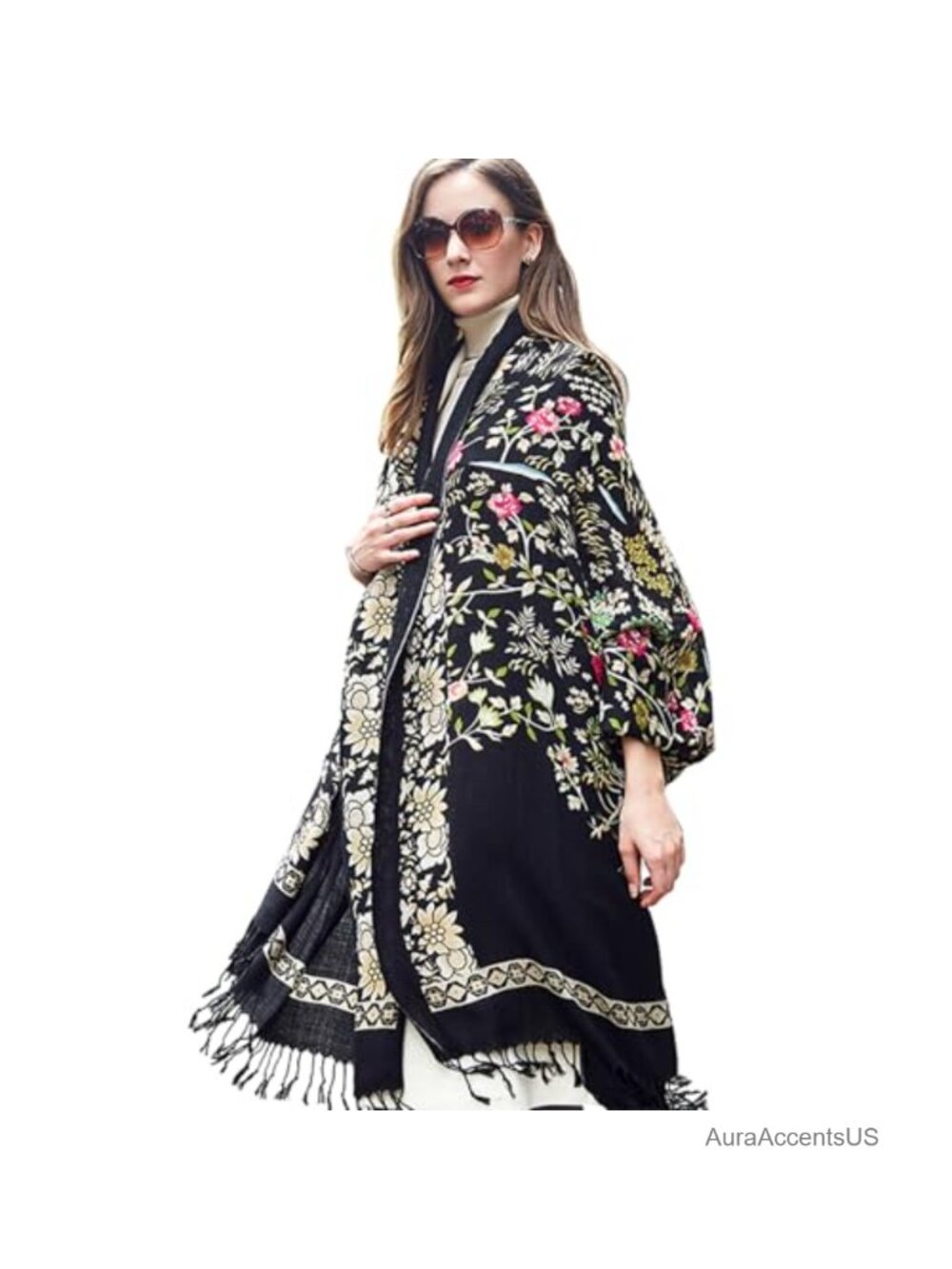 100% Merino Wool Oversized Pashmina Shawl Wrap Womens Travel Blanket